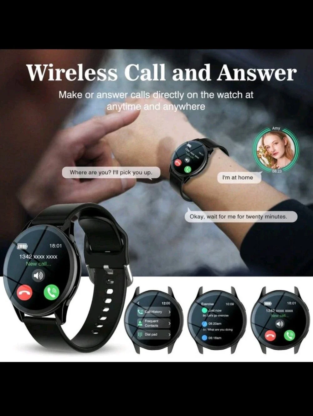 Black Smartwatch with Fitness Tracking - Unbranded